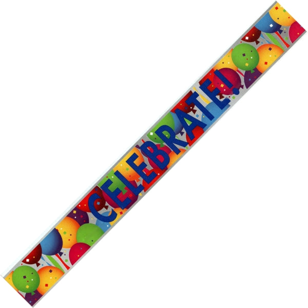 Unique Metallic Foil Celebrate Party Banner - Balloons (12ft. x 5in.)