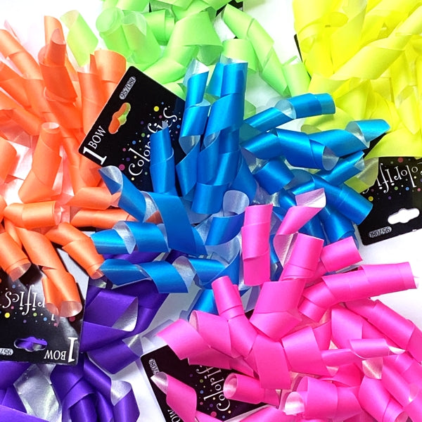 Colorifics Neon Curly Streamer Bow Gift Topper - 5" (Select Color)