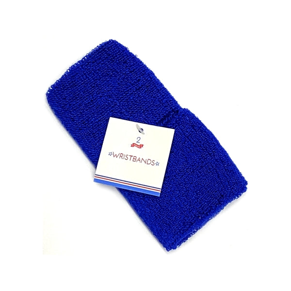 Sweatband Terry-Cloth Wristbands - Blue (1 Pair) For Sport and Physical Activities