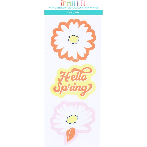 Unique Hello Spring Daisy Floral Vinyl Stickers (3 Pack) Weather Friendly