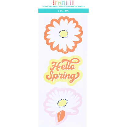 Unique Hello Spring Daisy Floral Vinyl Stickers (3 Pack) Weather Friendly