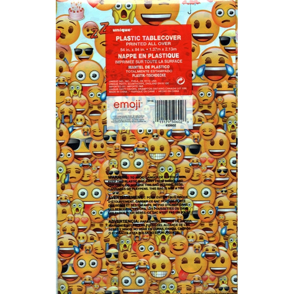 Iconic Emoji Plastic Table Cover - All Over Print/Blue (54" x 84")