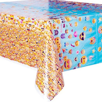 Iconic Emoji Plastic Table Cover - All Over Print/Blue (54" x 84")