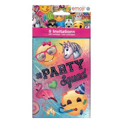 Iconic Emoji Party Invitations with Envelopes - Pink/Blue (8 Pack)