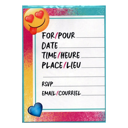 Iconic Emoji Party Invitations with Envelopes - Pink/Blue (8 Pack)