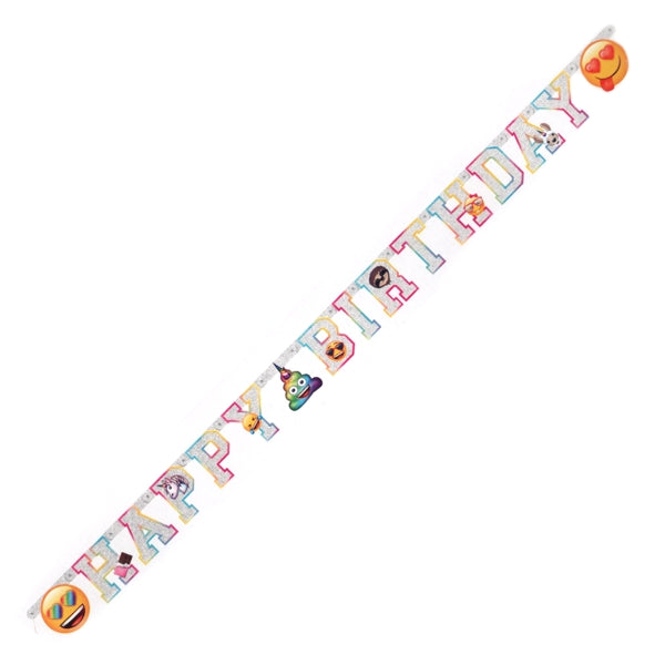 Iconic Emoji Happy Birthday Party Banner (6.5 ft.)