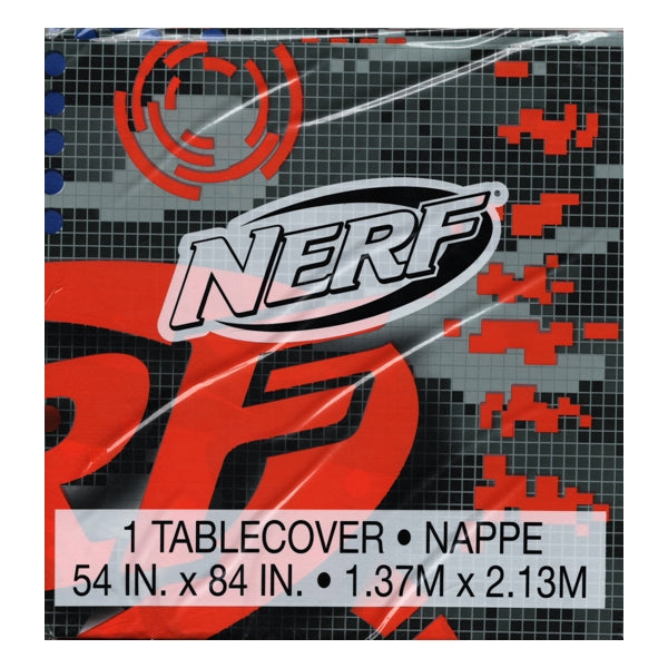 Unique Nerf Camo Party Plastic Table Cover - Orange Gray Black Blue (54" x 84")