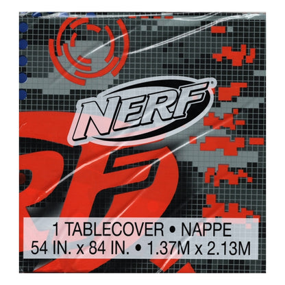 Unique Nerf Camo Party Plastic Table Cover - Orange Gray Black Blue (54" x 84")