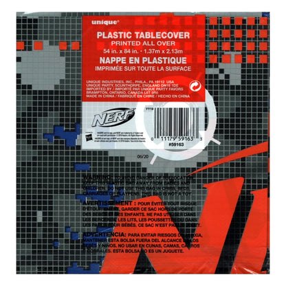 Unique Nerf Camo Party Plastic Table Cover - Orange Gray Black Blue (54" x 84")