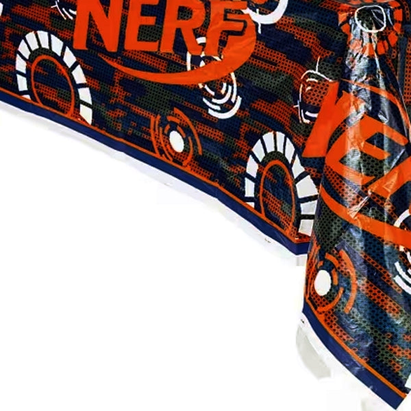 Unique Nerf Camo Party Plastic Table Cover - Orange Gray Black Blue (54" x 84")