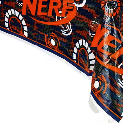 Unique Nerf Camo Party Plastic Table Cover - Orange Gray Black Blue (54" x 84")