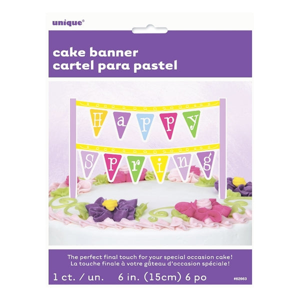 Unique Happy Spring Celebration Cake Topper - Easter Purple/Yellow/Multicolor (6.5" x 6")