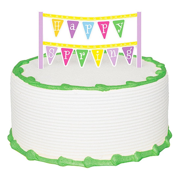 Unique Happy Spring Celebration Cake Topper - Easter Purple/Yellow/Multicolor (6.5" x 6")