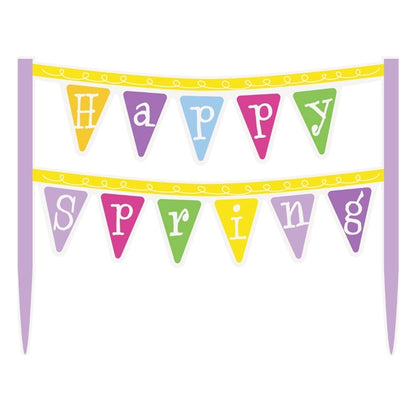 Unique Happy Spring Celebration Cake Topper - Easter Purple/Yellow/Multicolor (6.5" x 6")