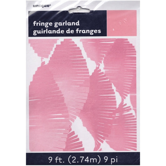 Unique Pink Crepe Paper Fringe Garland Party Decoration (9 ft. L)