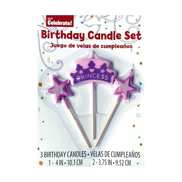 Way to Celebrate! Princess Birthday Candle Set (3 Pack)