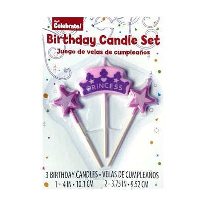 Way to Celebrate! Princess Birthday Candle Set (3 Pack)
