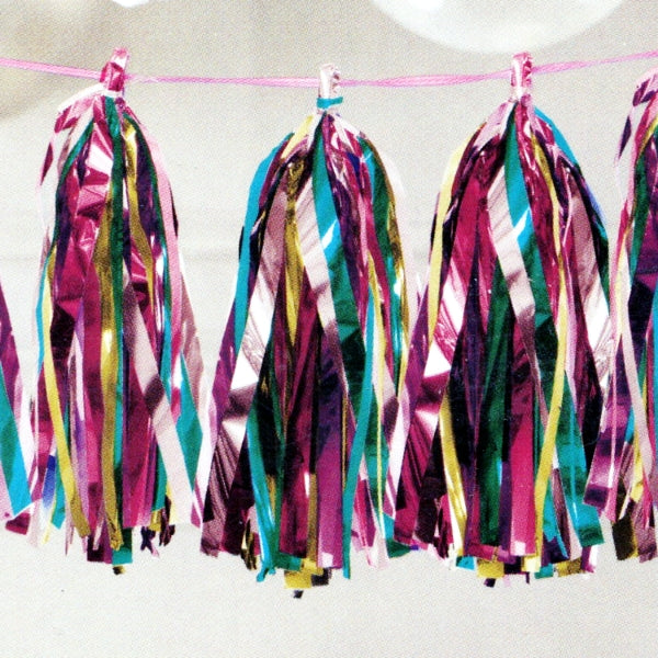 Way to Celebrate Metallic Tassels Garland Party Banner - Pink Gold Teal (9 ft./108 in.)