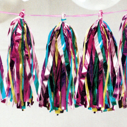 Way to Celebrate Metallic Tassels Garland Party Banner - Pink Gold Teal (9 ft./108 in.)