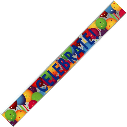 Unique Metallic Foil Celebrate Party Banner - Balloons (12ft. x 5in.)