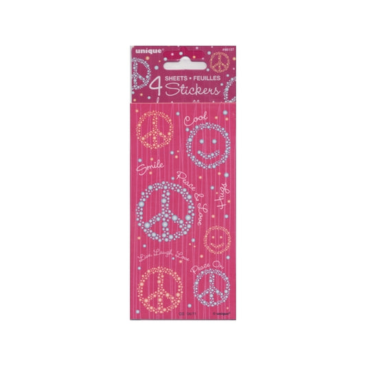 Unique Smile Peace Love Birthday Party Favor Stickers - Pink/Blue (36 Stickers)