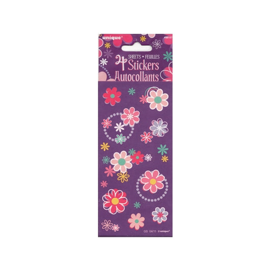 Unique Birthday Blossom Flower Power Stickers - Purple/Pink (44 Stickers)