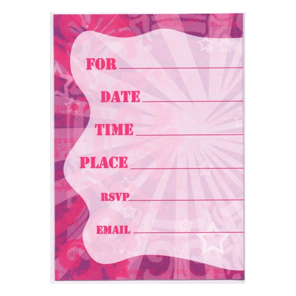 Unique Rockin' Party Invitations with Envelopes - Pink (8 Pack)