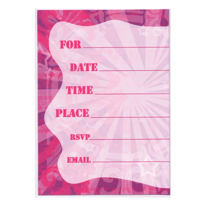 Unique Rockin' Party Invitations with Envelopes - Pink (8 Pack)