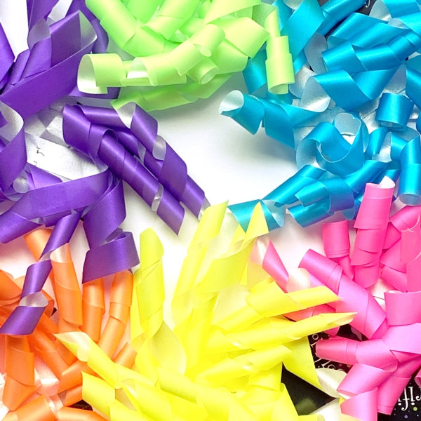 Colorifics Neon Curly Streamer Bow Gift Topper - 5" (Select Color)