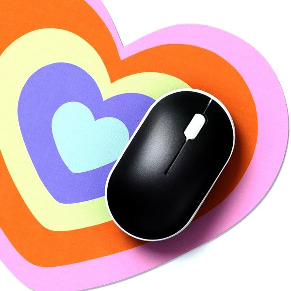 HeyDay Heart-Shaped Non-Slip Mouse Pad - Rainbow Colors (8.5" x 7")