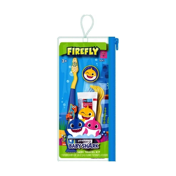 Clearance - FireFly Kids Novelty Toothbrush Combo Oral Care Travel Kit - Soft (Baby Shark) Best by Date 06/2024