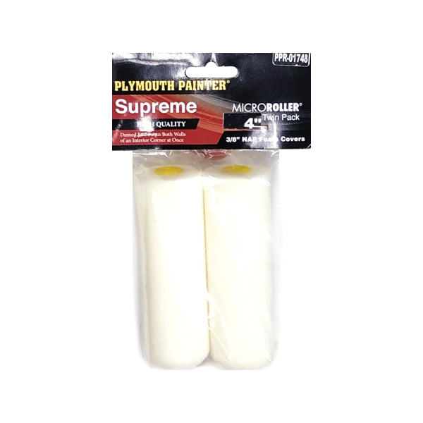 Foam Paint Micro Rollers - 4" (2 Pack) 3/8" NAP Foam Covers