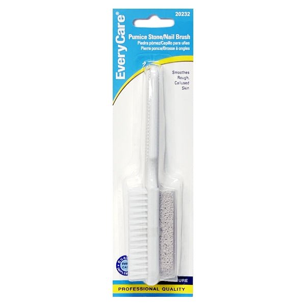 EveryCare 2 - in - 1 Pedicure Tool Pumice Stone & Nail Brush with Handle (6.5") - Dollar Fanatic