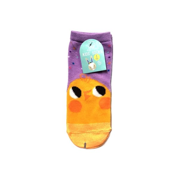 Kids Colorful Socks - Lavender with Baby Chick (One Pair) Select Size - DollarFanatic.com